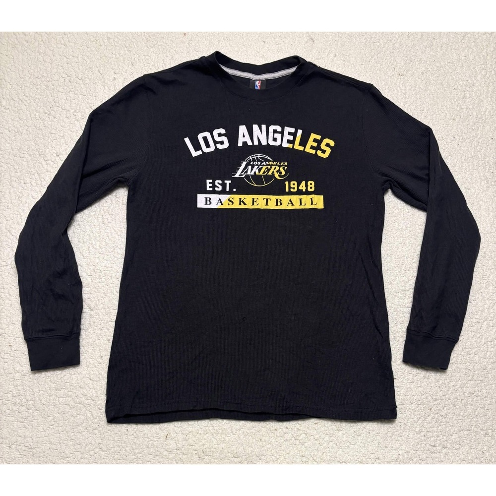 NBA Mens Los Angeles Lakers T-shirt Long Sleeve Size M Black Thermal Solid